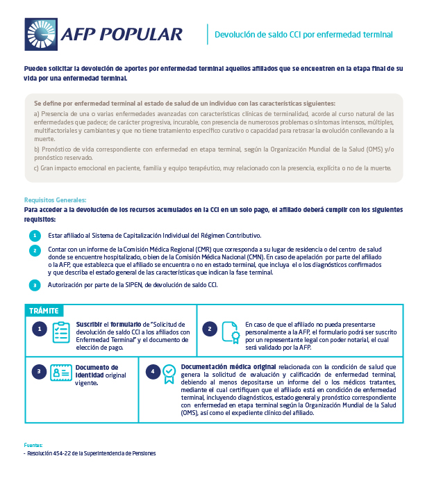  Devolución de Saldo CCI por Enfermedad Terminal